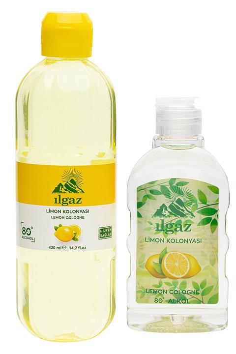 ILGAZ Limon Kolonyası 420 Ml + 225 Ml Ikili 80 Derece Kolonya Eau De Cologne