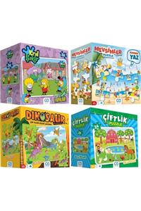 KÜME Ca Games 4’lü Yer Puzzle Seti (kral Şakir+mevsimler+dinazorlar+çiftlik)