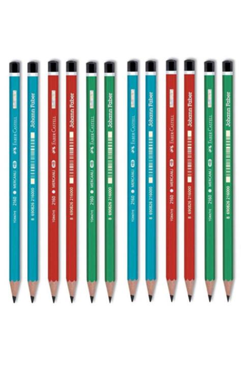 Faber Castell Faber-castell 12'li Mercanlı Kurşun Kalem (3 Renk X 4 Adet)
