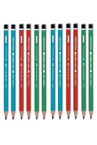 Faber Castell Faber-castell 12'li Mercanlı Kurşun Kalem (3 Renk X 4 Adet)