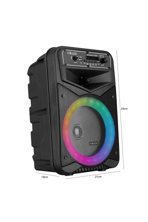 Mikado Seyyar Anfi El Mikrofonlu 20cm 15w Bt/usb Ledli Md-802kp