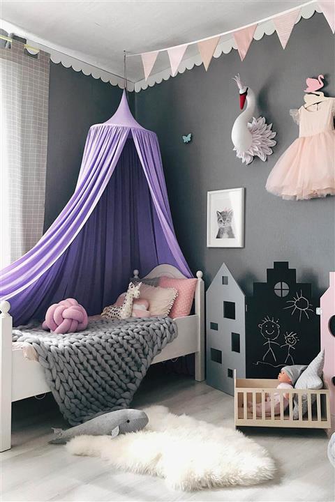 LYN HOME & DECOR Mor Şifon Cibinlik