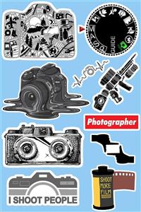 SilverStickers Fotoğrafcı Fotoğraf Temalı Laptop Notebook Kask Çanta Sticker Etiket Seti