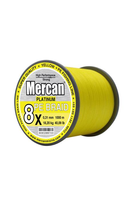 MERCAN MİSİNA Mercan Pe Örgü Platinum 8x Ip 1000 M Fosforlu Sarı Misina