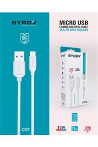 Syrox C107 Micro Usb Girişli 18w 3.0a Hızlı Şarj Ve Data Kablosu