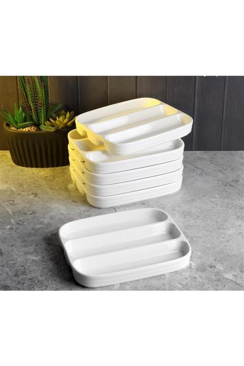 Perotti Porselen 19x16cm 3 Bölmeli 6 Adet Sunumluk