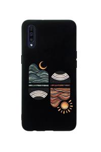 mooodcase Samsung A50 Uyumlu Sunset Wave Premium Silikonlu Siyah Telefon Kılıfı