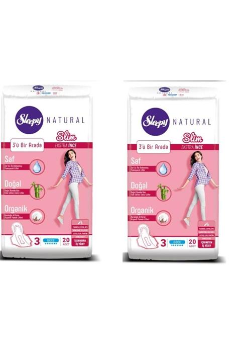 Sleepy Natural Slim Ince Gece 20'li Hijyenik Ped X2