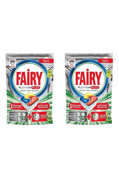 Fairy Platinum Plus Bulaşık Makinesi Deterjanı Kapsülü Tableti 40'lı X2 Paket