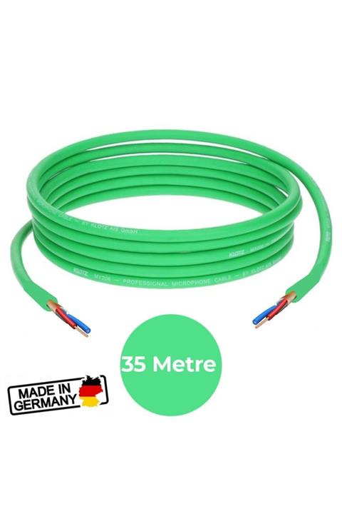 Klotz My206 Alman Yapımı Balanslı Tam Bakır Stereo Yeşil Sinyal Kablosu 35 Metre