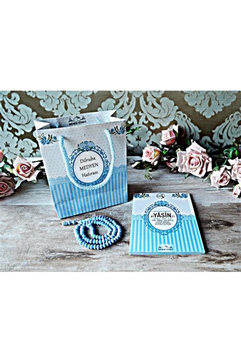 Medrese Yayınları Karton Çantalı Yasin Tesbihli Mavi 50 Adet Cemiyet, Toplantı, Doğum Ve Ölüm Mevlit Hediyesi