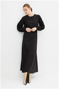 Trendyol Modest Siyah Balon Kol Örme Elbise TCTAW22EB0025