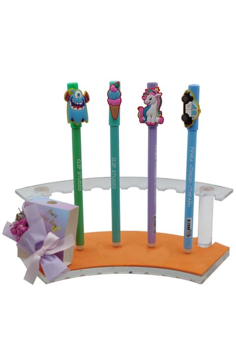 Kuki Silinebilir Ve Isıyla Uçan Jel Tükenmez Kalem 4 Adetlik Set ( Silikon Klips )