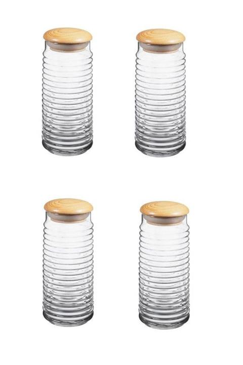 Paşabahçe 43183 4 Lü Babylon Ahşap Kapaklı Kavanoz 1500cc