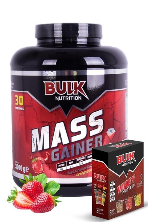 Bulk Nutrition Mass Gainer 3 Kg Çilek Hediye Whey Protein Tozu