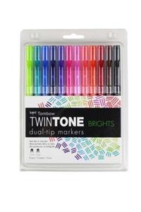 Tombow TwinTone Çift Uçlu Kalem 12`li CANLI RENKLER