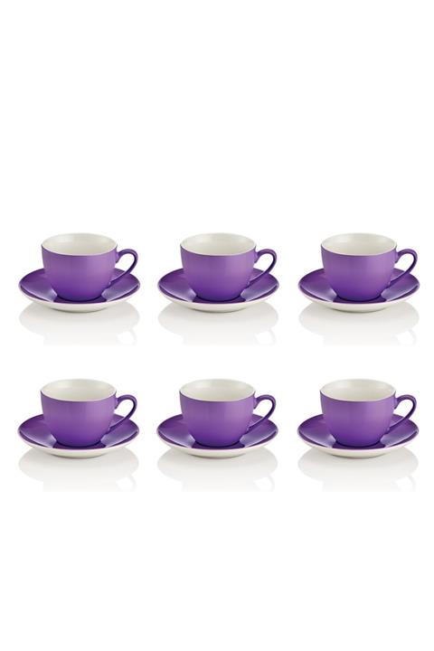 Noble Life Mor Renkli  Çay Fincan Takımı 6 Lı