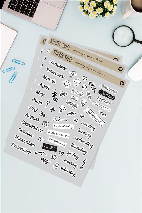 Funbou Planlayıcı Sticker / Manage Your Time / 2 Sayfa