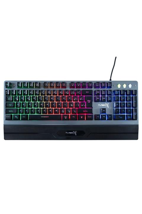 TURBOX LuckyWheel TR-K12 USB Kablolu Gaming Standart Q Işıklı Metal Kasa Bilek Padli Klavye