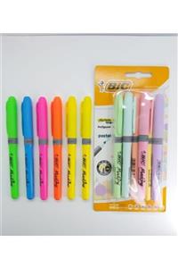 Bic Fosforlu 6 Pastel + 6 Canlı Renkler Kalem Tipi Fosforlu Kalem Set