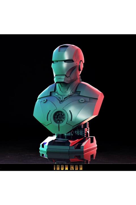 ALCSTORE Gri Ironman Figür Büst 3d 10 Cm