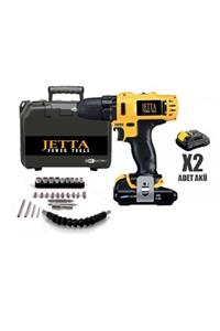 Jetta Power Tools Jetta Darbeli Metal Dişli Şanzuman Çift Akülü Şarjlı Vidalama Matkap 24 Parça Setli