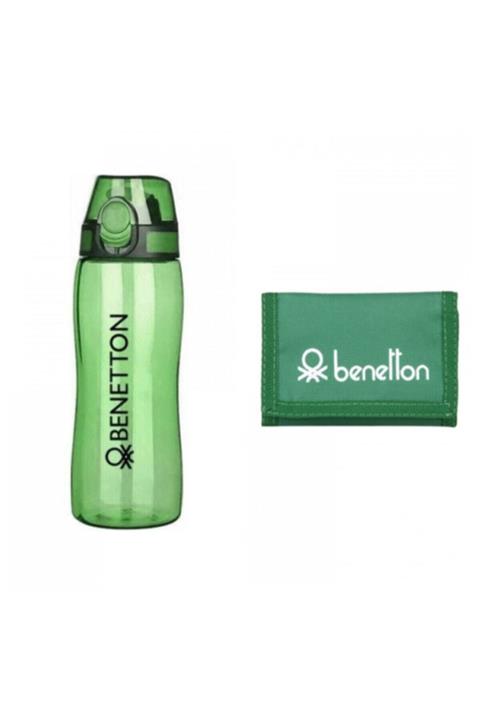 Benetton Otomatik Kapaklı Tritan Matara + Cüzdan Set - Yeşil