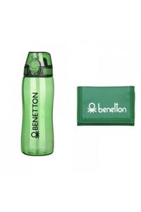Benetton Otomatik Kapaklı Tritan Matara + Cüzdan Set - Yeşil