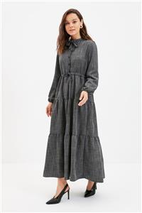 Trendyol Modest Siyah Bağlama Yaka  Elbise TCTAW22EB0136