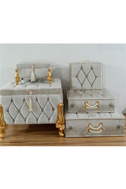 Çeyiz Diyarı Cappucino Avangarde Lüx Çeyiz Sandık Takımı 5 Li