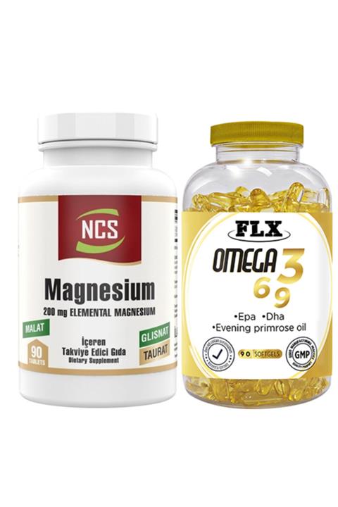 NCS Magnesium Malat 90 Tablet & Flx Omega 3-6-9 90 Tablet