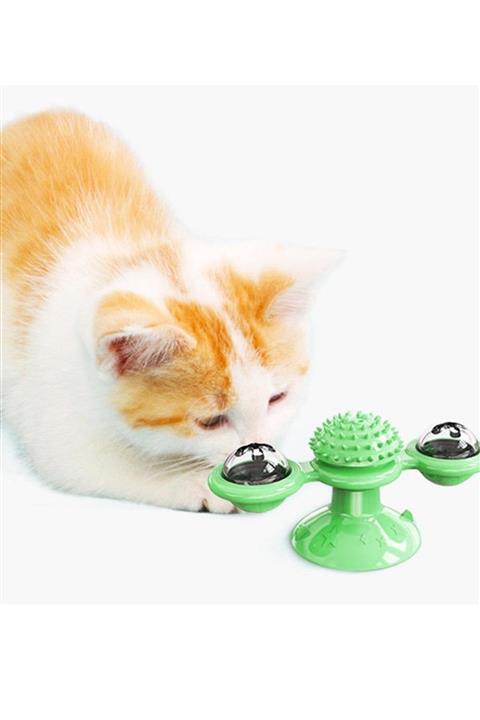 Buffer Pet Malzemeleri Vantuzlu Fırıldak Toplu Dönen Şeffaf Depo Tasarım Interaktif Kedi Oyuncağı