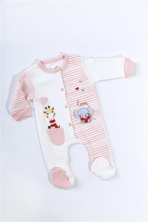 Cocoshka %100 Pamuk Yavruağzı Renk Zürafa Detaylı Bebek Tulumu 2002