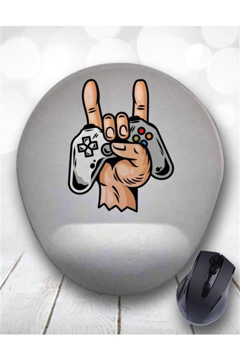 Atölye Çizgi Gamer Joystick Metal Head Bilek Destekli Mouse Pad