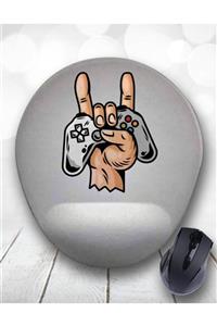 Atölye Çizgi Gamer Joystick Metal Head Bilek Destekli Mouse Pad