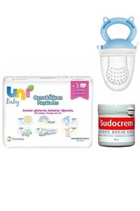 Uni Baby Oyna Öğren Mendil Seti 3 Lü+hassas Ciltlere Özel Krem 125 Gr+meyve Süzgeci Mavi