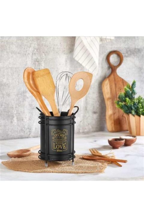 sinerjistore Siyah Kaşıklık Ayaklı Çok Amaçlı Dekoratif Kepçelik