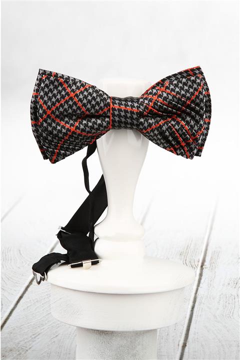 La Pescara Füme - Siyah Motif Desen Pilise İpek Papyon ESB33