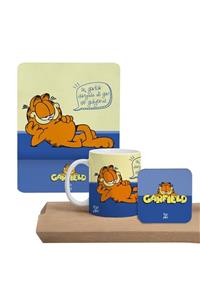 Flipped Garfield Kare Kupa, Mousepad Ve Bardak Altlıklı Hediye Seti