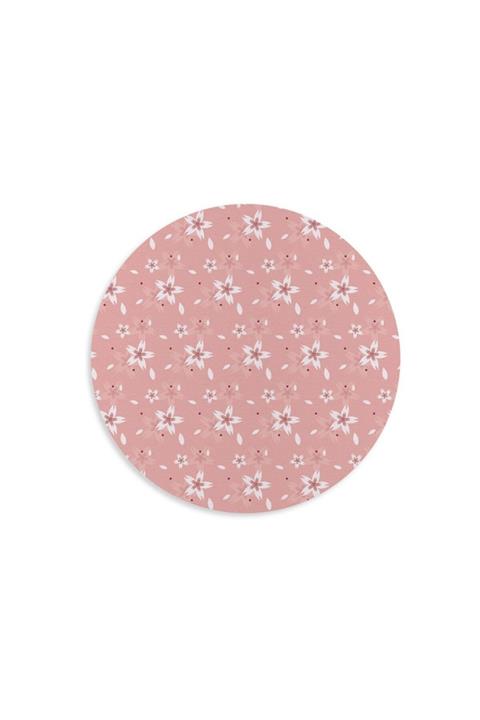 WuW Pembe Çiçek Desenli Yuvarlak Mouse Pad