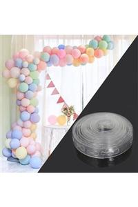 BalonEvi 50 Adet Makoron Balon 5 Metre Balon Zinciri