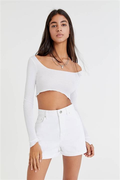 Pull & Bear Kıvrık Paça Denim Şort - En Az %50 Ekolojik Olarak Yetiştirilmiş Pamuklu