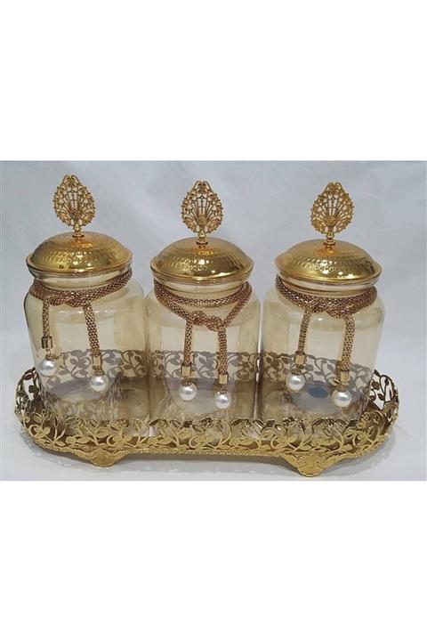 Marka Baharat Takımı Cam Lüks 3 Lü