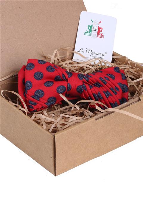 La Pescara Kırmızı Motif Desen Pilise Papyon CRB60