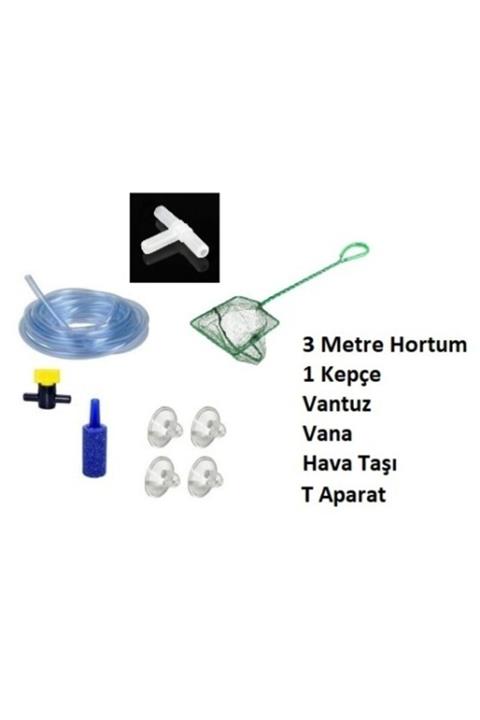 Liya Akvaryum Hava Seti Hortum+vana+hava Taşı+vantuz+aparat+kepçe