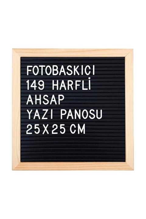 FOTOBASKICI 149 Harfli Ahşap Yazı Panosu 25x25 Cm