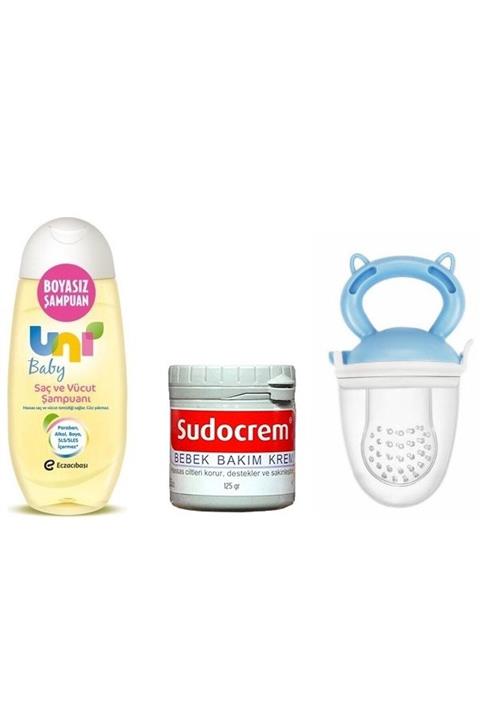 Uni Baby Günlük Kullanıma Uygun Saç Ve Vücut Şampuanı 200 Ml+sudocrem Bakım Kremi 125 Gr+meyve Süzgeci Mavi