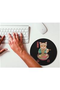 WuW Noodle Yiyen Kimonolu Kedi Yuvarlak Mouse Pad