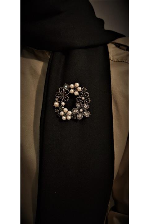 PIERPARIS Kadın Bronz Otantık Desenli Broş