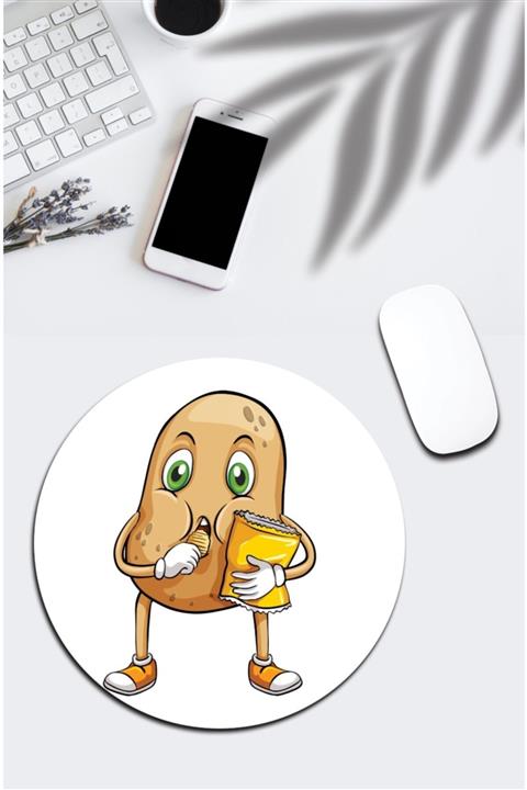 pixolog Şaşkın Patates Adam Desenli Yuvarlak Mouse Pad 1640